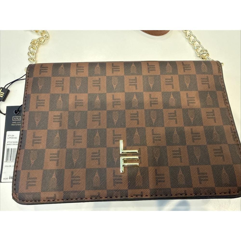 London Fog Marci Amelia Crossbody Women Medium Cognac New Monogram LFP20100